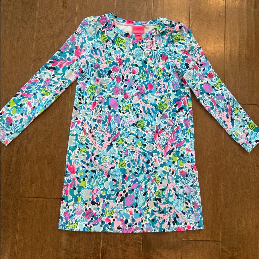 Girls Lilly Vibrant fish and coral Long Sleeve Tunic Dress